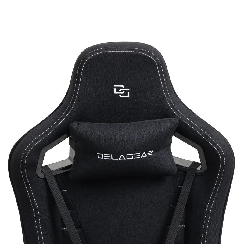 Fotel Gamingowy DELAGEAR G 808 Czarny Materiałowy - podparcie karku