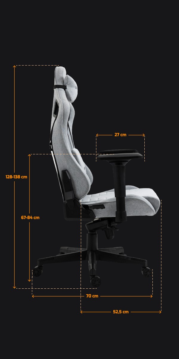 Wymairy Fotel Gamingowy DELAGEAR G 808 Szary Materiałowy 