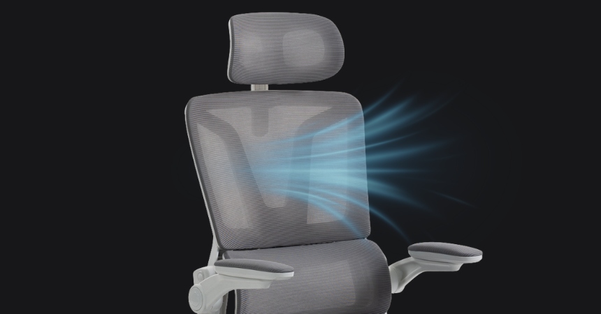 M 350 ERGONOMICZNE, PRZEWIEWNE OPARCIE Z TKANINY MESH