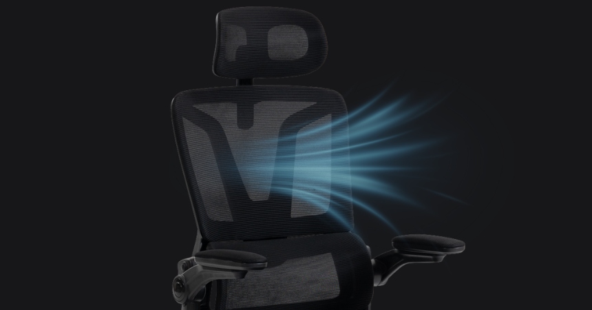 M 350 ERGONOMICZNE, PRZEWIEWNE OPARCIE Z TKANINY MESH