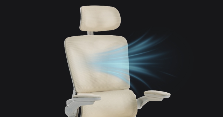 M 350 ERGONOMICZNE, PRZEWIEWNE OPARCIE Z TKANINY MESH