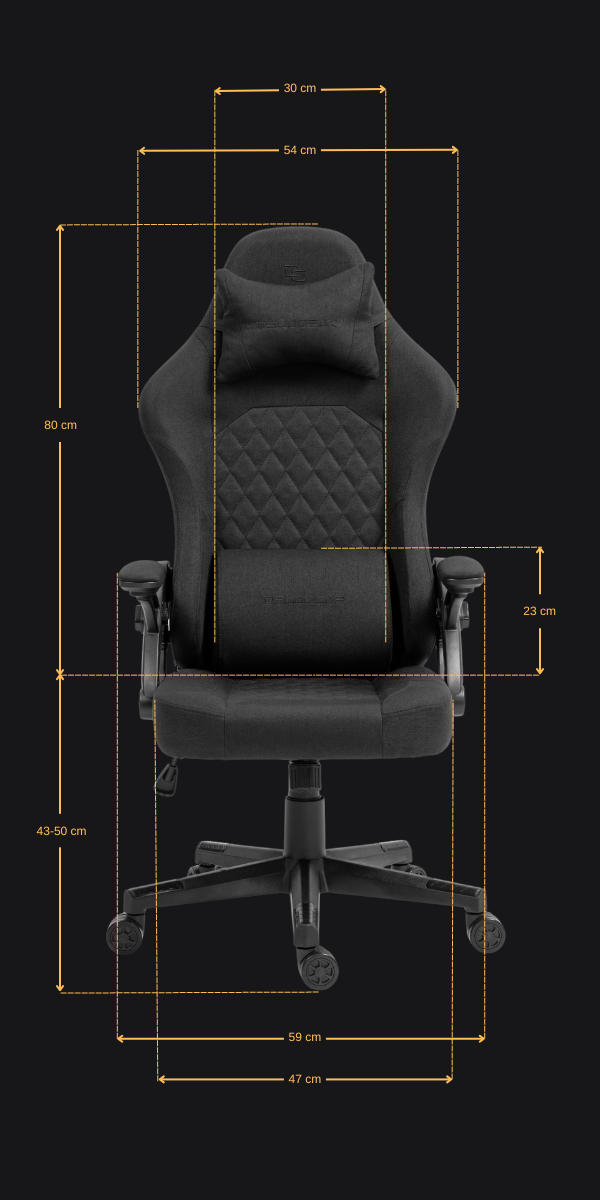 WYMIARY DELAGEAR G 404 Czarny Materiałowy