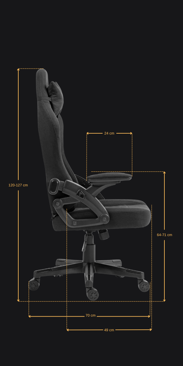 WYMIARY DELAGEAR G 404 Czarny Materiałowy