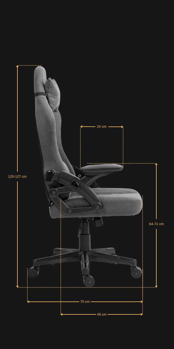 Wymiary DELAGEAR G 404 Ciemnoszary Materiałowy