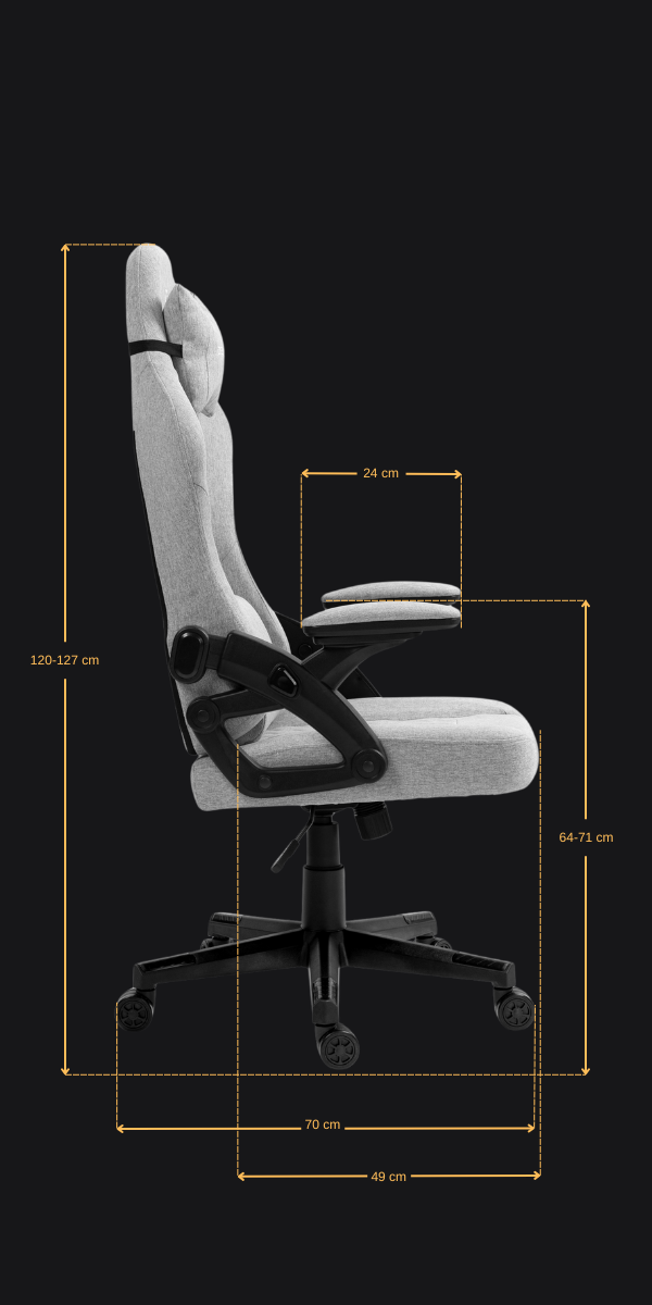 Wymiary fotela DELAGEAR G 404 Szary Materiałowy 