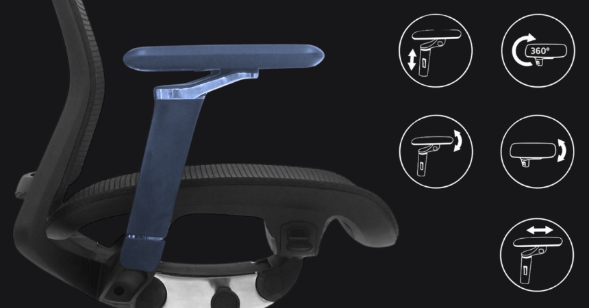 Fotel ergonomiczny biurowy ERGONAUT AERO czarny regulacja podlokietnikow5D