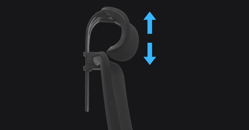 Fotel Ergonomiczny Biurowy ERGONAUT ODYSSEY Czarny – zbliżenie na mechanizm regulacji zagłówka góra-dół