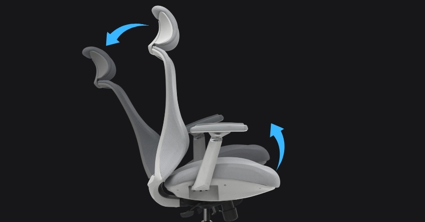 4-stopniowy mechanizm blokady odchylenia w fotelu VOYAGER