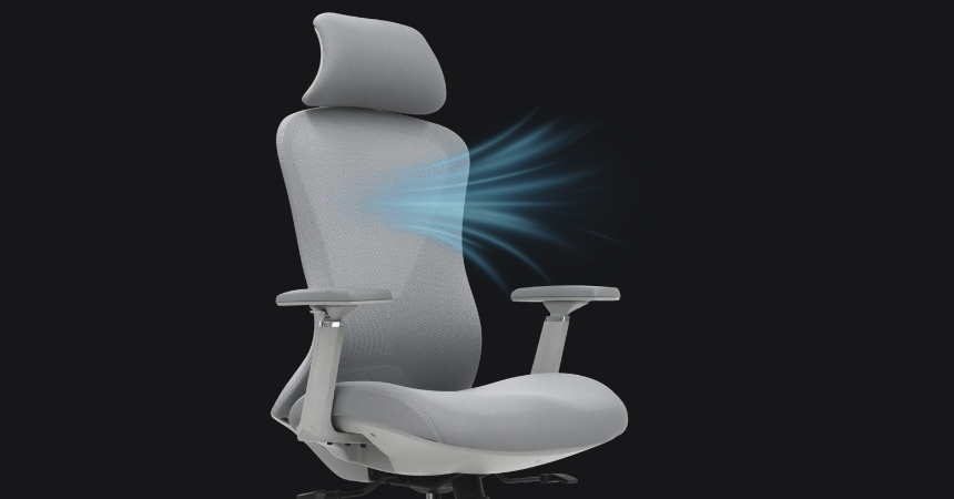 Przewiewne oparcie mesh fotela VOYAGER